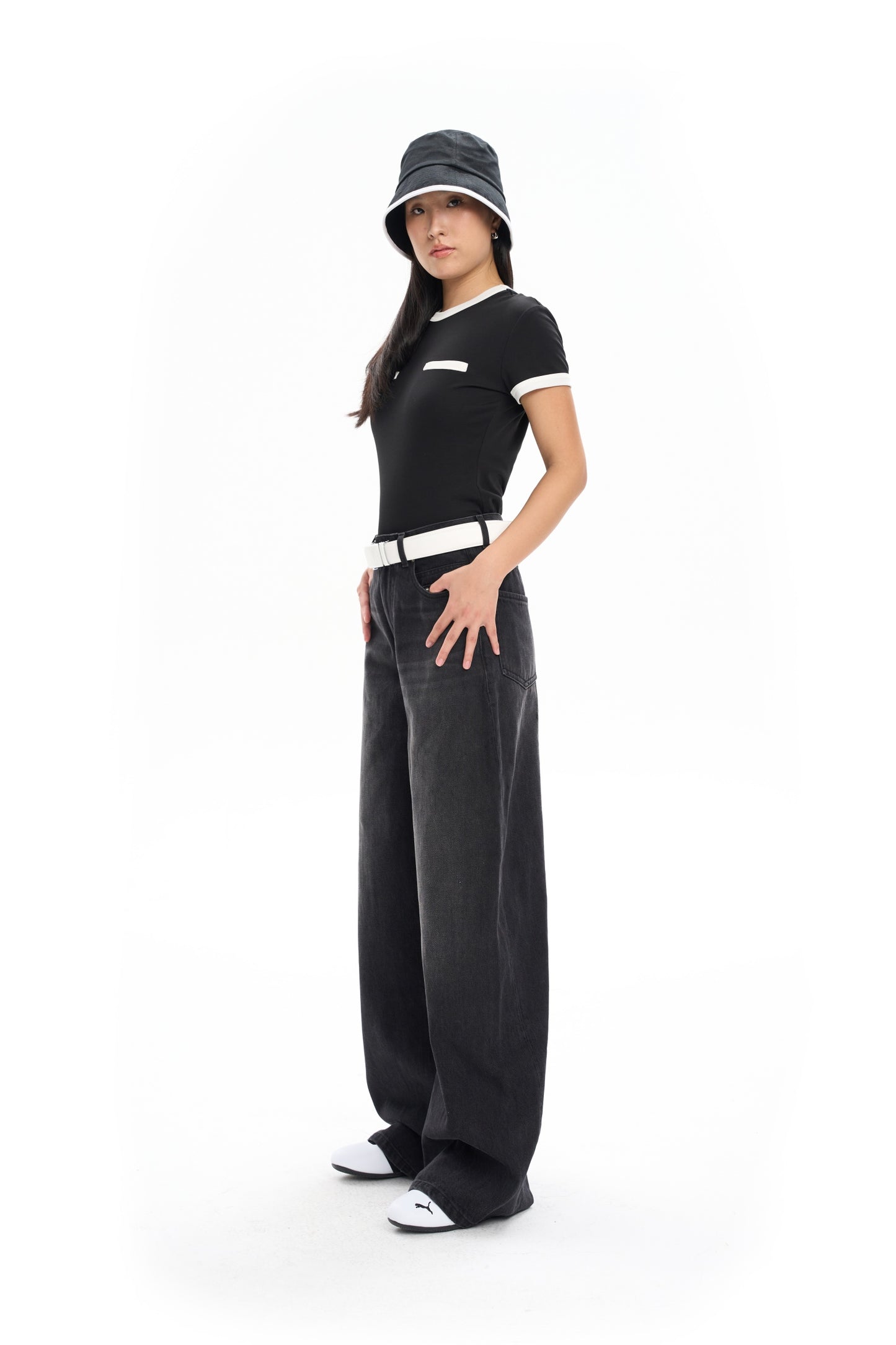 Contrast Paneled Short-Sleeve Top