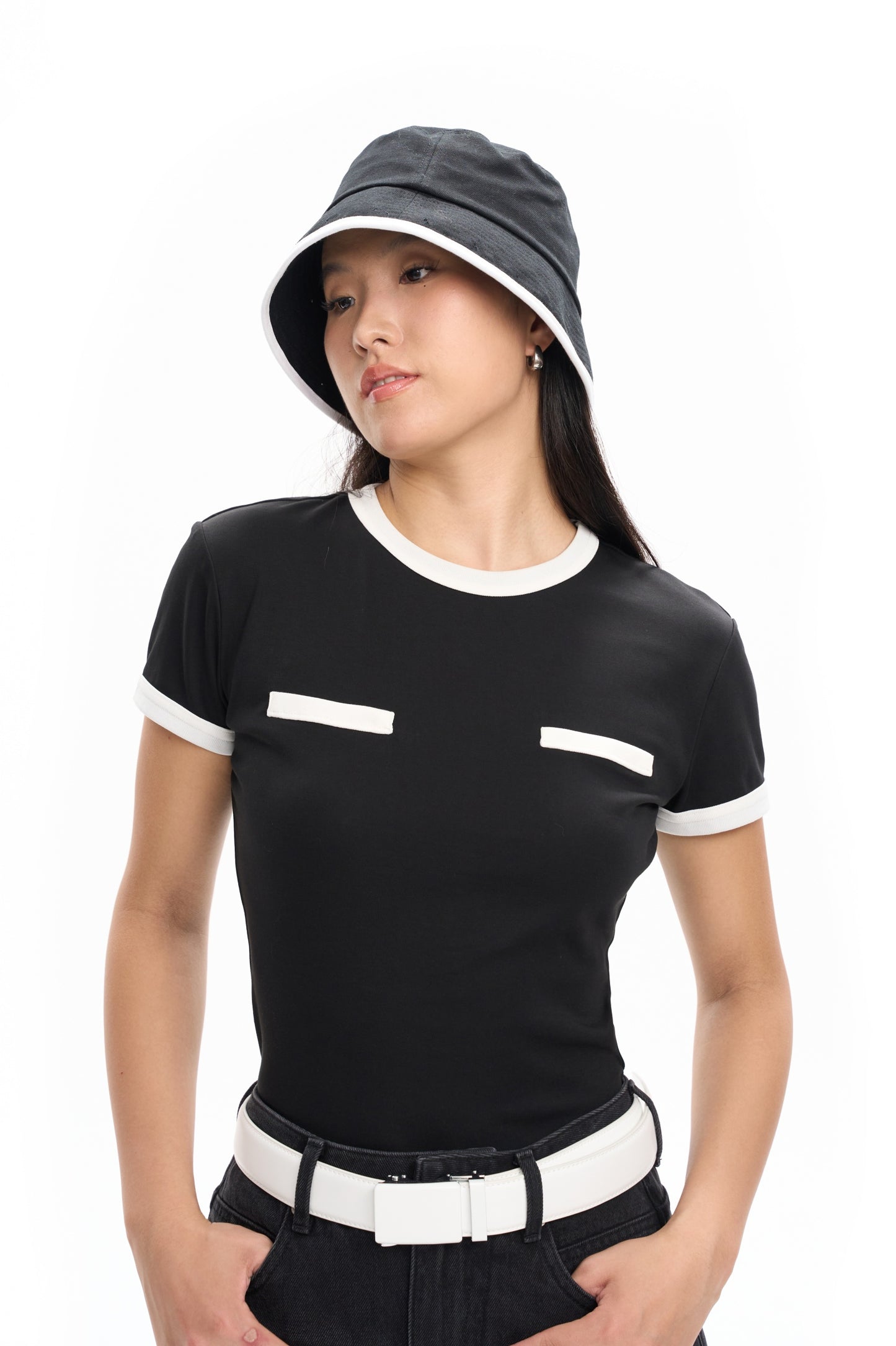 Contrast Paneled Short-Sleeve Top