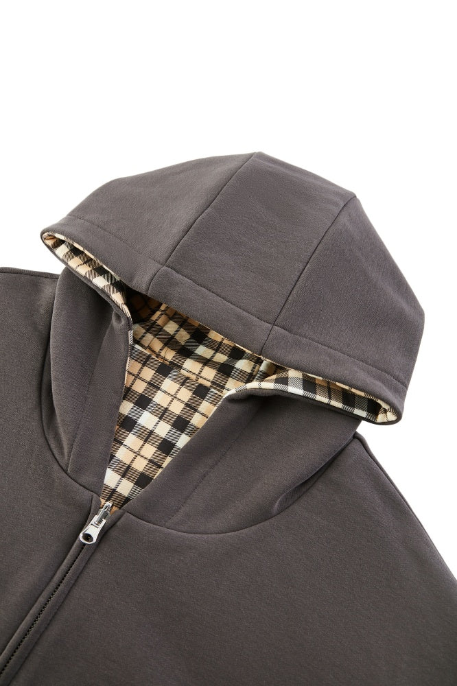 Reversible Plaid Oversized Hoodie