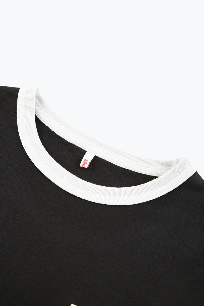 Contrast Paneled Short-Sleeve Top