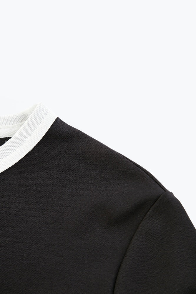 Contrast Paneled Short-Sleeve Top