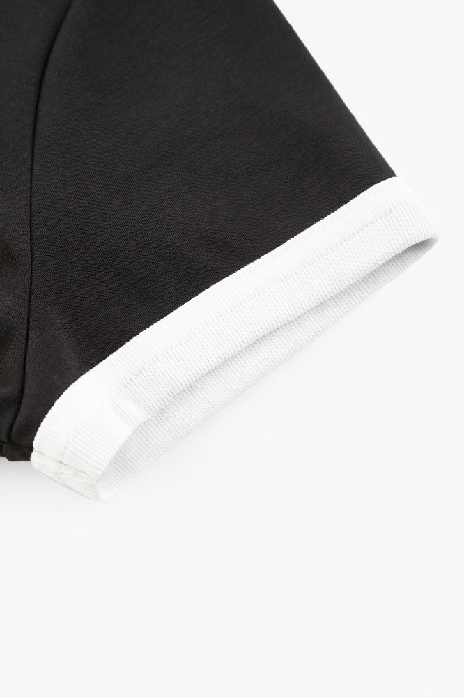 Contrast Paneled Short-Sleeve Top