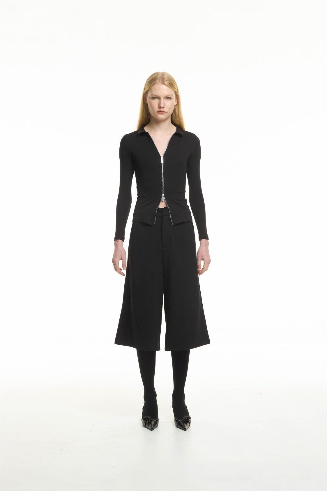slim-fit zipper cardigan