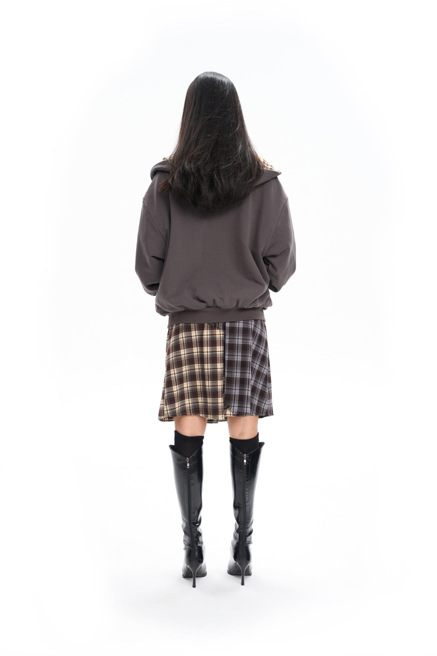Reversible Plaid Oversized Hoodie