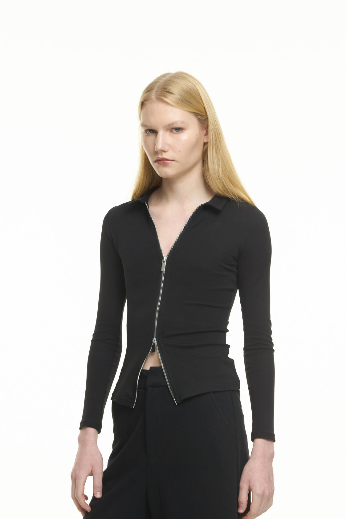 slim-fit zipper cardigan