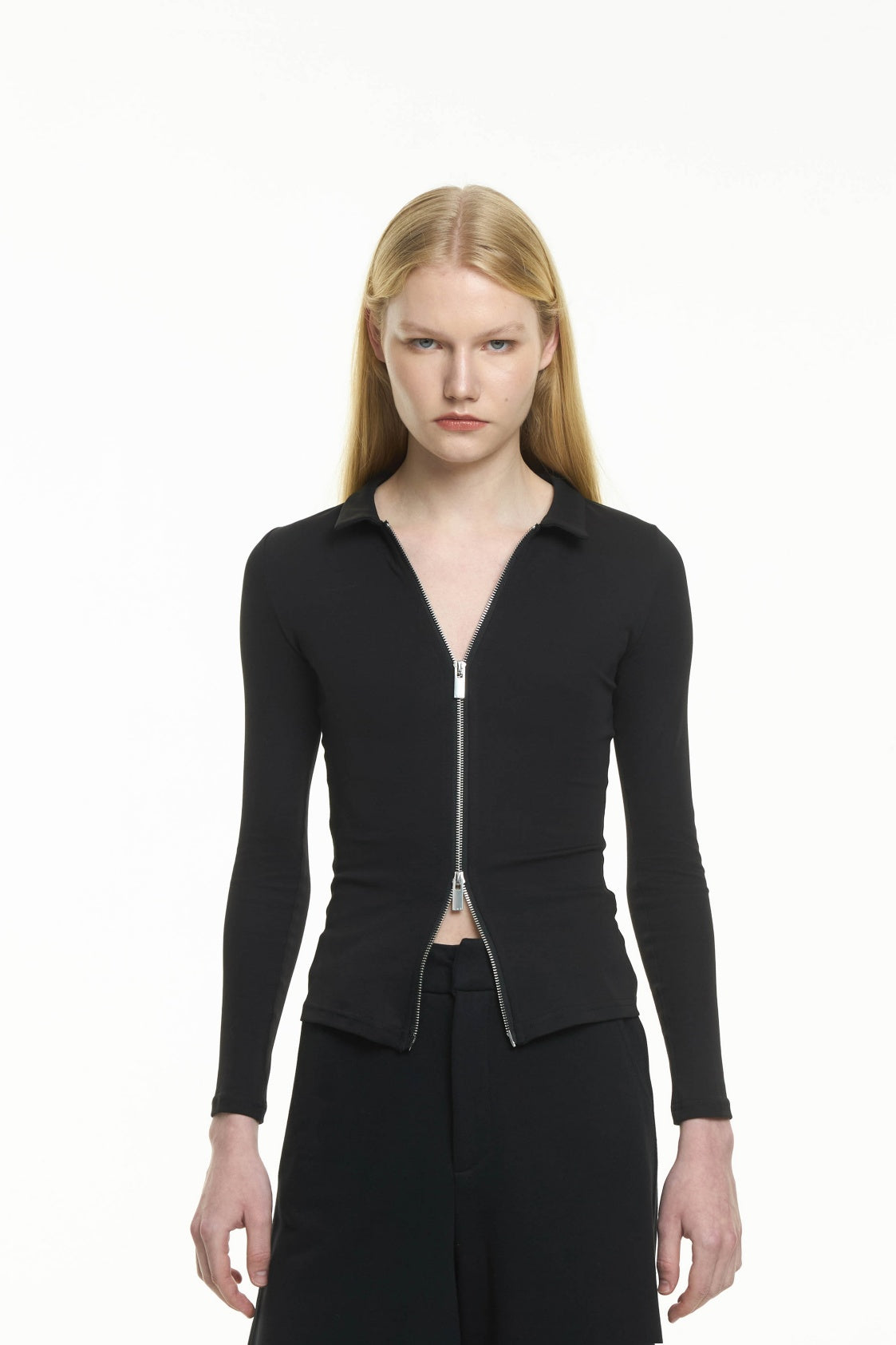 slim-fit zipper cardigan