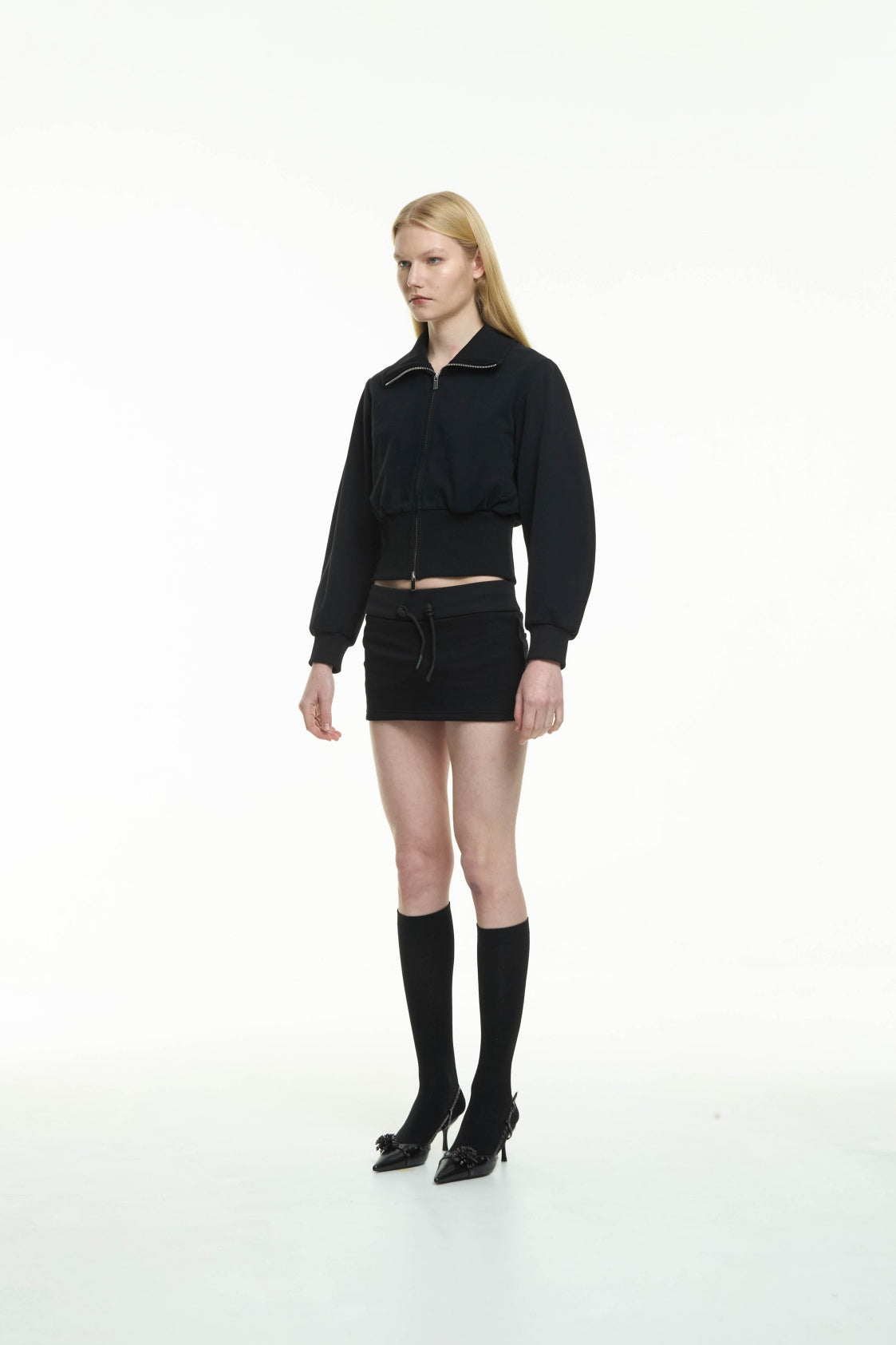 lapel slim-fit hoodie