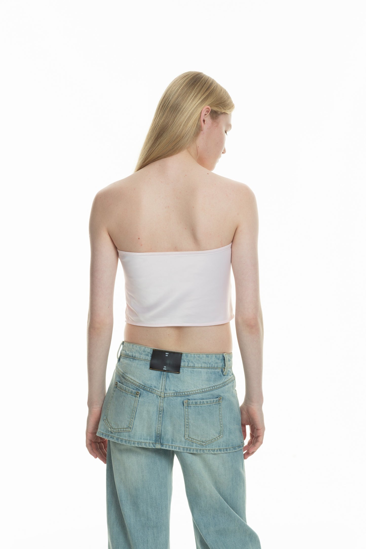 sai logo satin hotfix strapless top