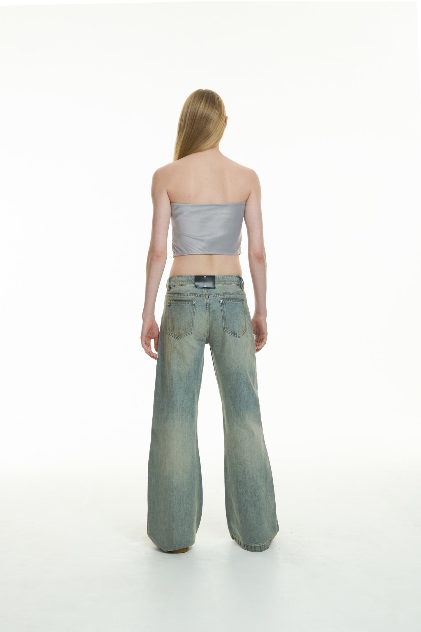 sai logo satin hotfix strapless top