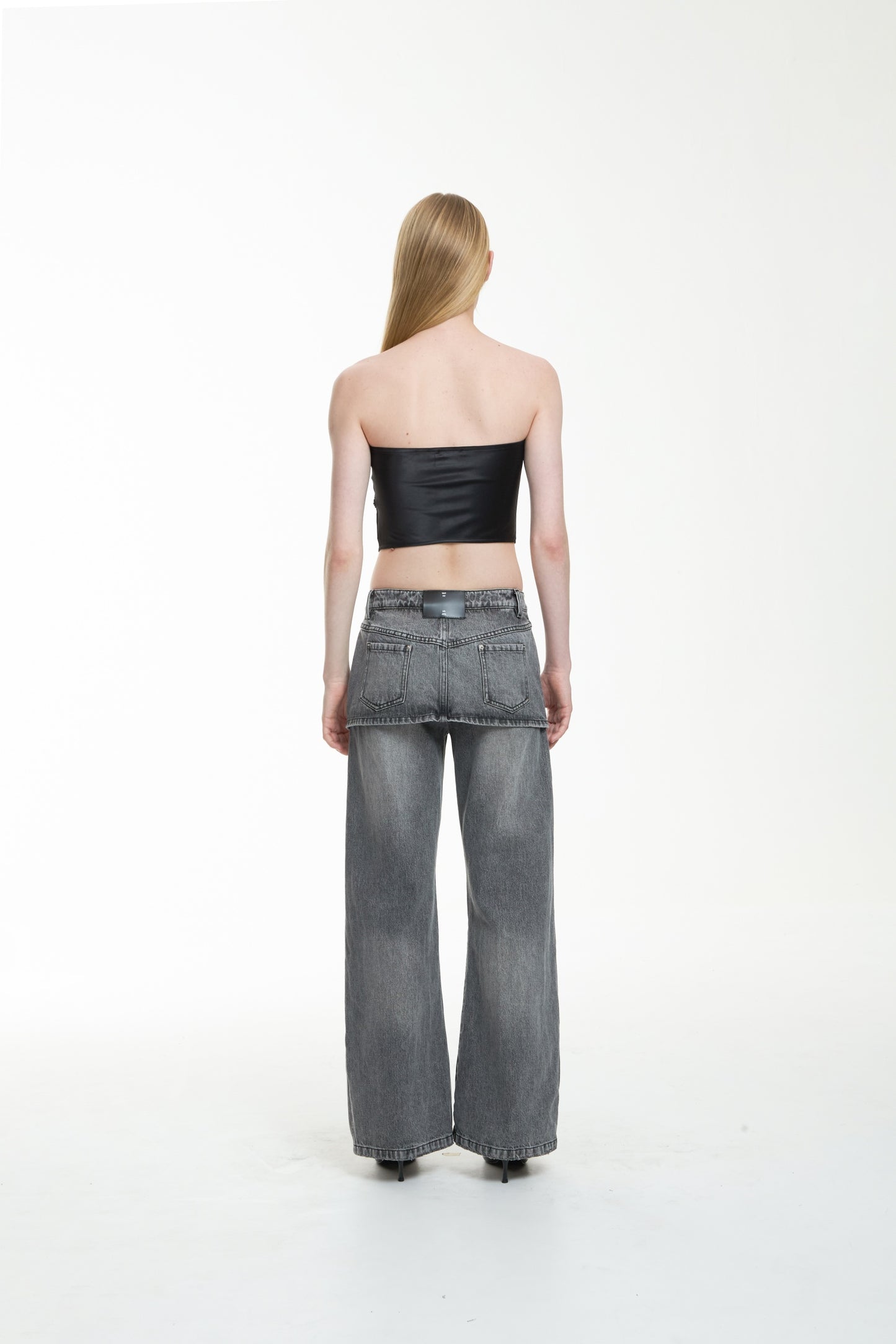 sai logo satin hotfix strapless top