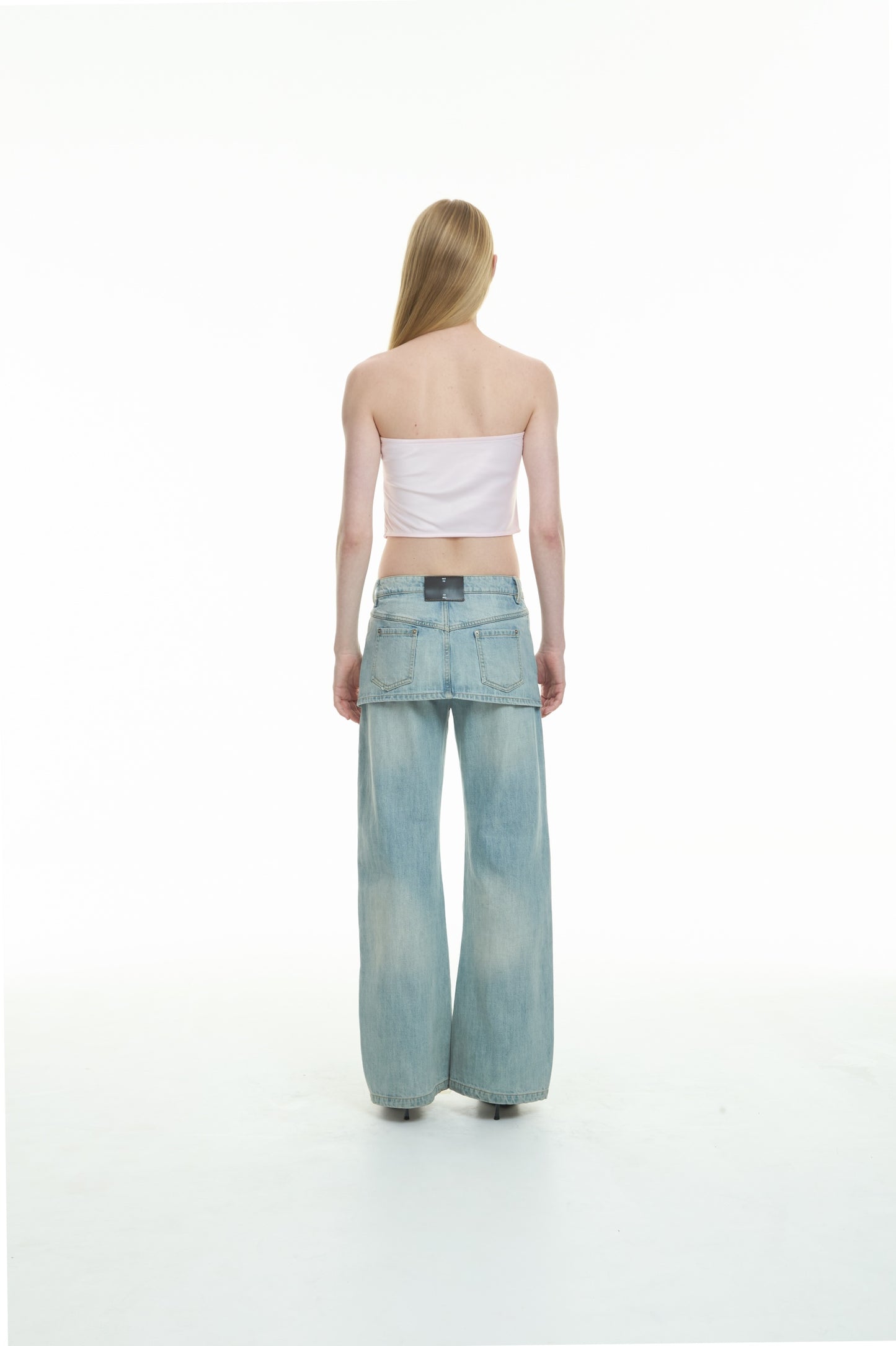 sai logo satin hotfix strapless top