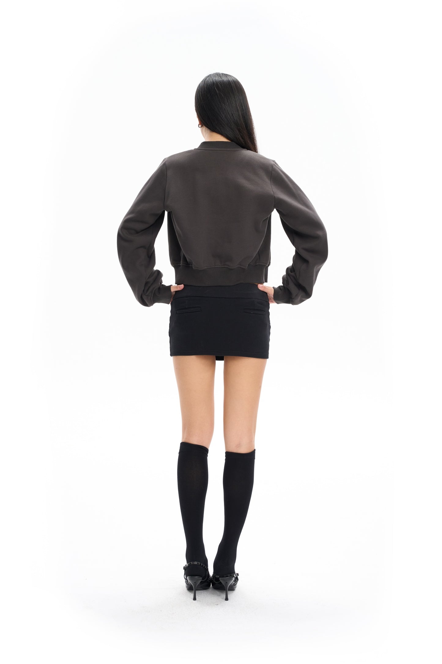 Cropped Argyle Fleece Cardigan