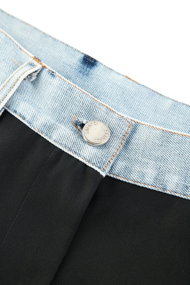 Denim Waistband Tailored Trousers