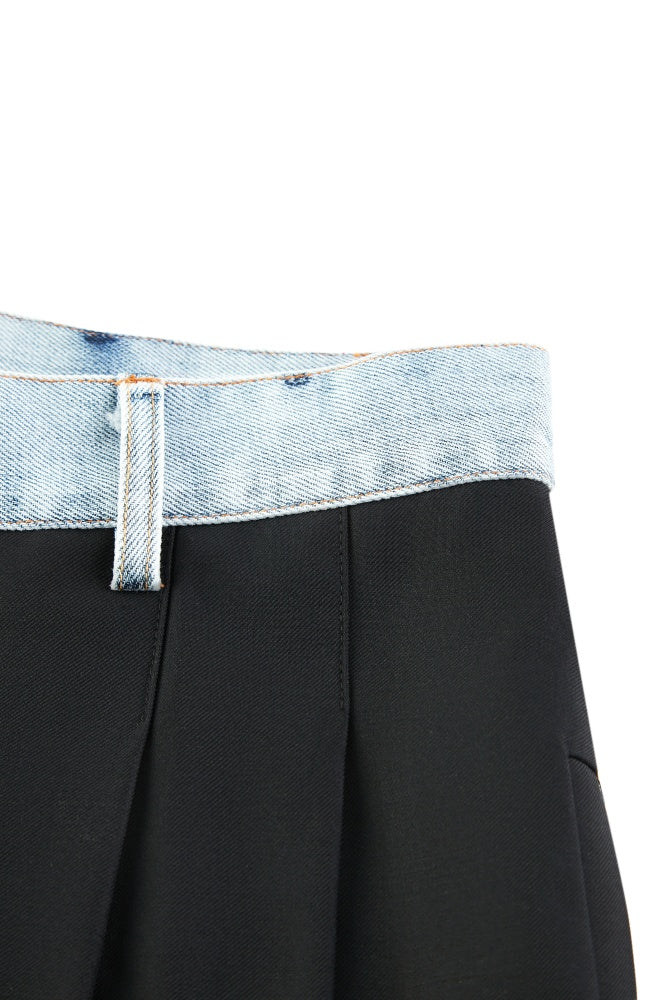 Denim Waistband Tailored Trousers