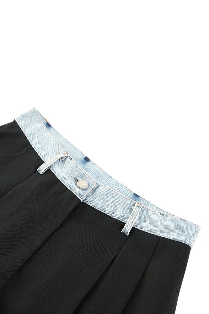 Denim Waistband Tailored Trousers