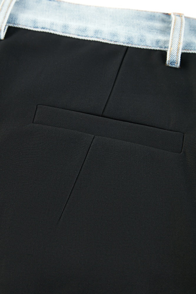 Denim Waistband Tailored Trousers