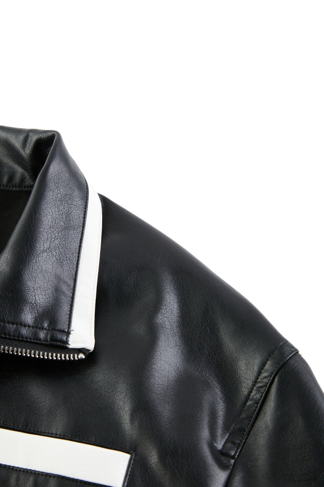 Contrast Oversized Leather Jacket