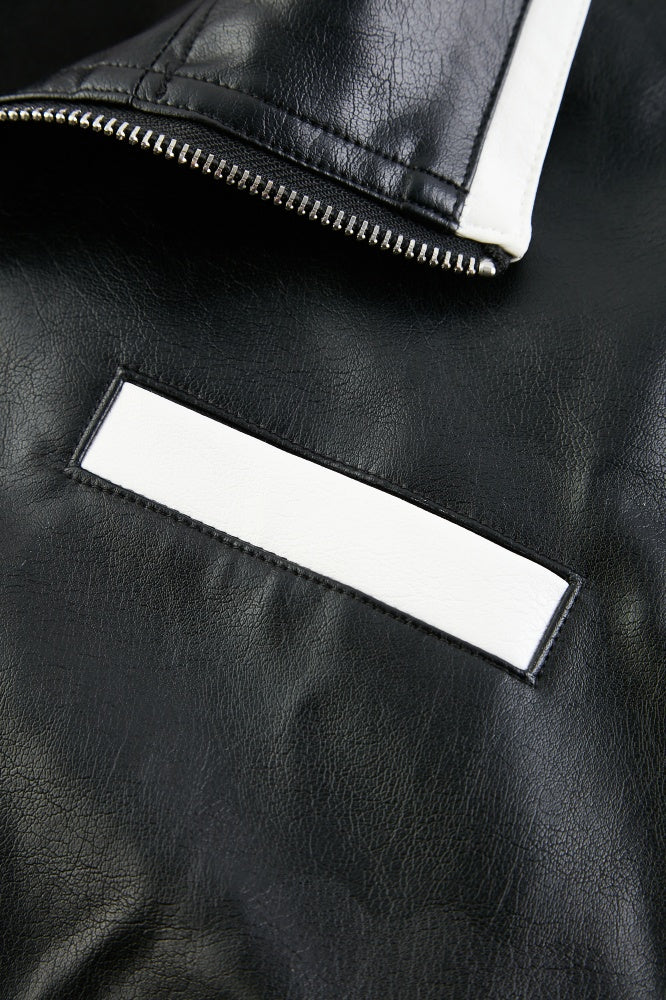 Contrast Oversized Leather Jacket