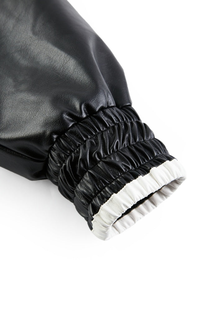 Contrast Oversized Leather Jacket