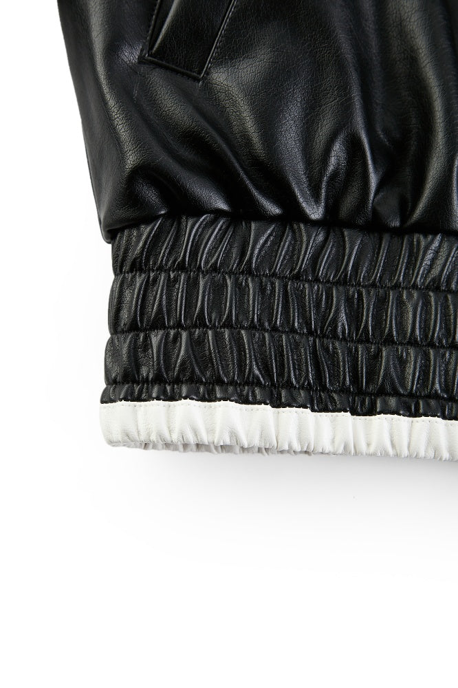 Contrast Oversized Leather Jacket