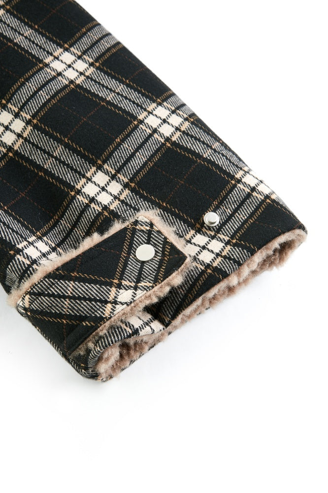 Plaid Bomber Jacket with Fur Lining