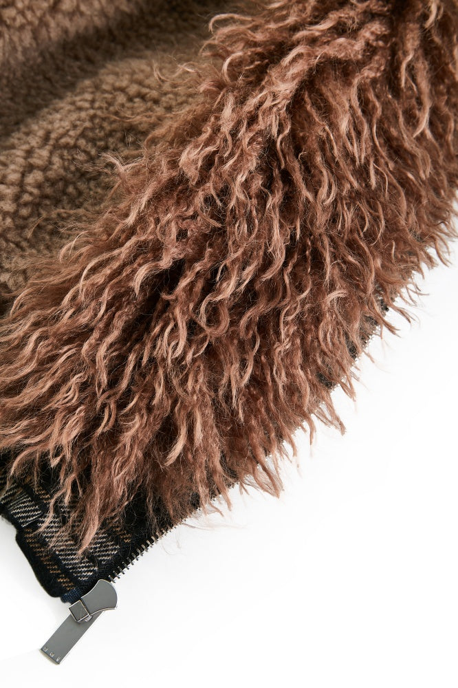 Plaid Bomber Jacket with Fur Lining