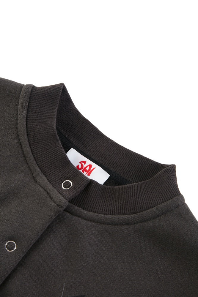 Cropped Argyle Fleece Cardigan