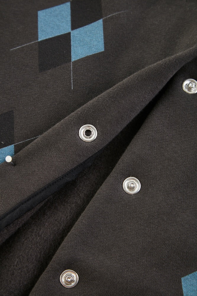Cropped Argyle Fleece Cardigan