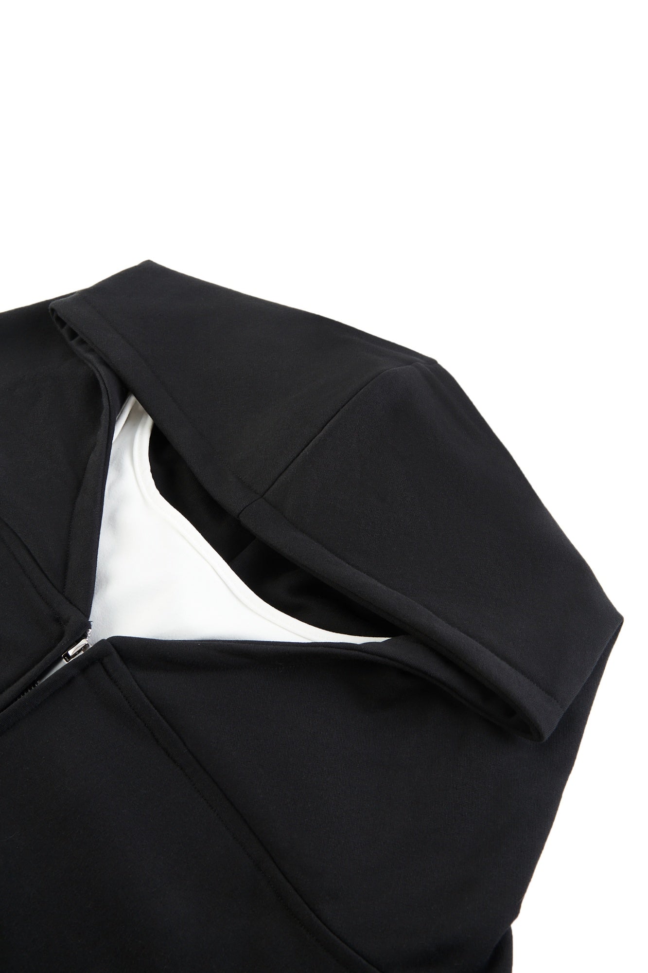 Off Shoulder Bi-layered Look Hoodie