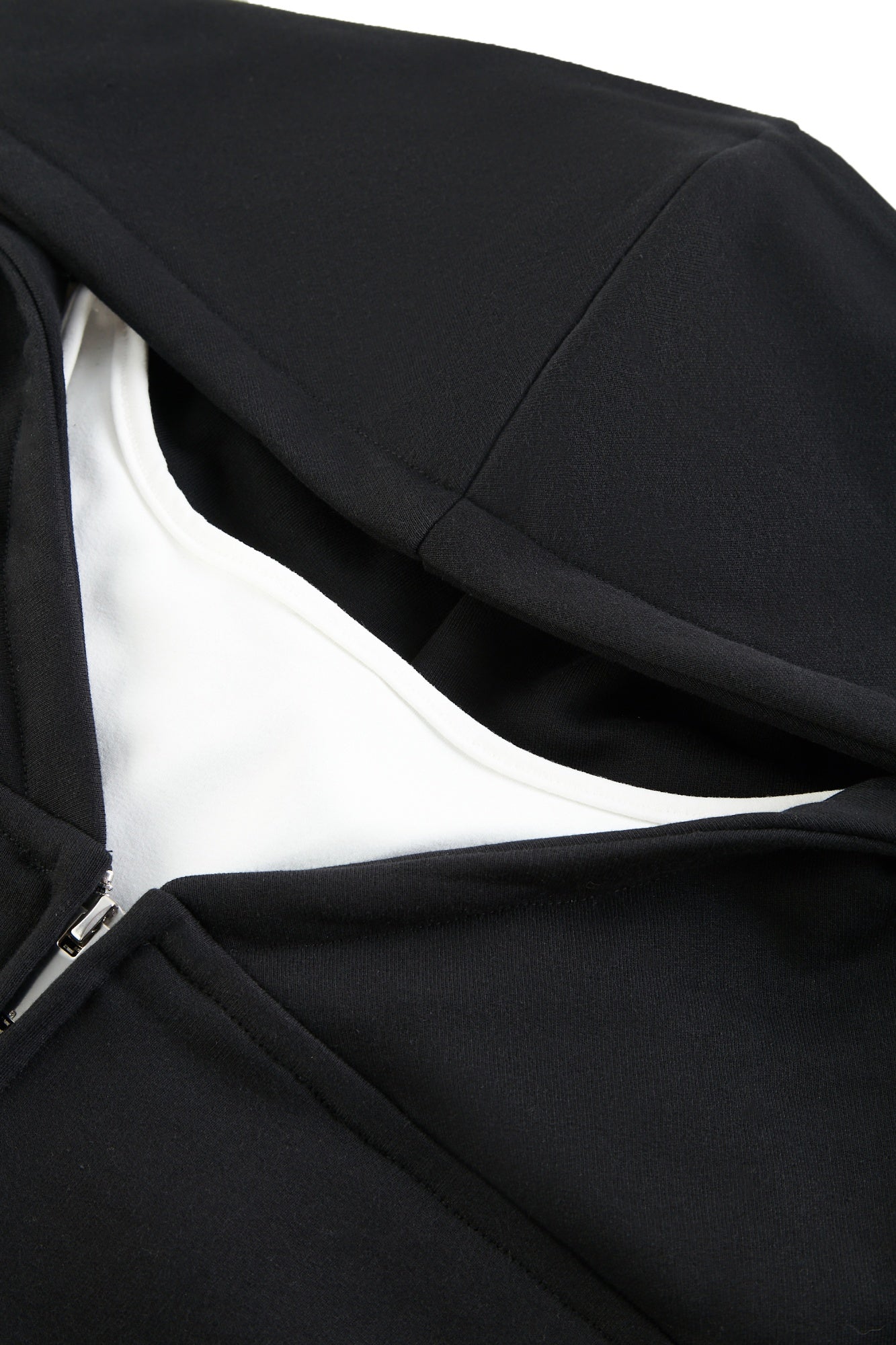Off Shoulder Bi-layered Look Hoodie