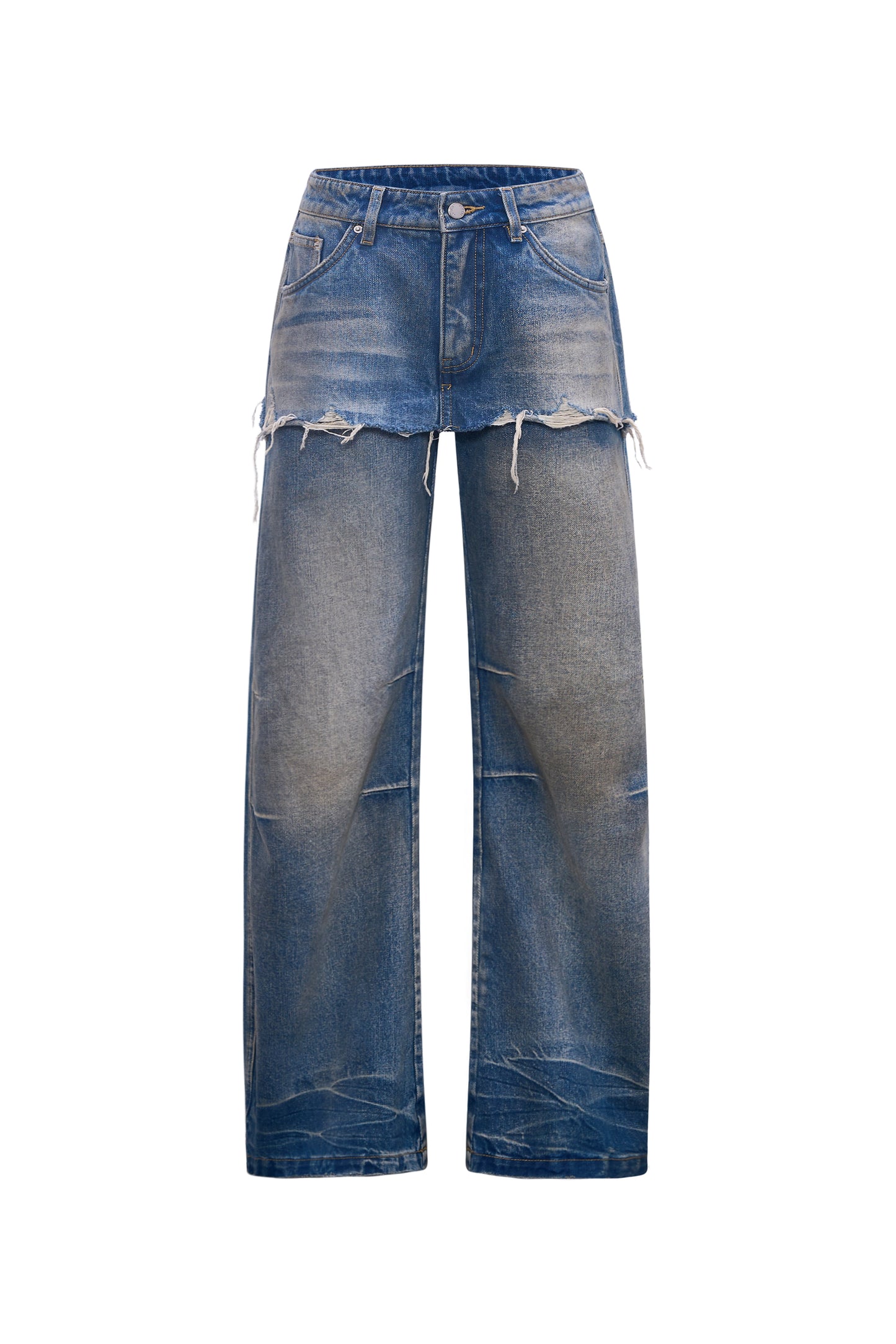 Overshirt Bilayer Distressed Jeans