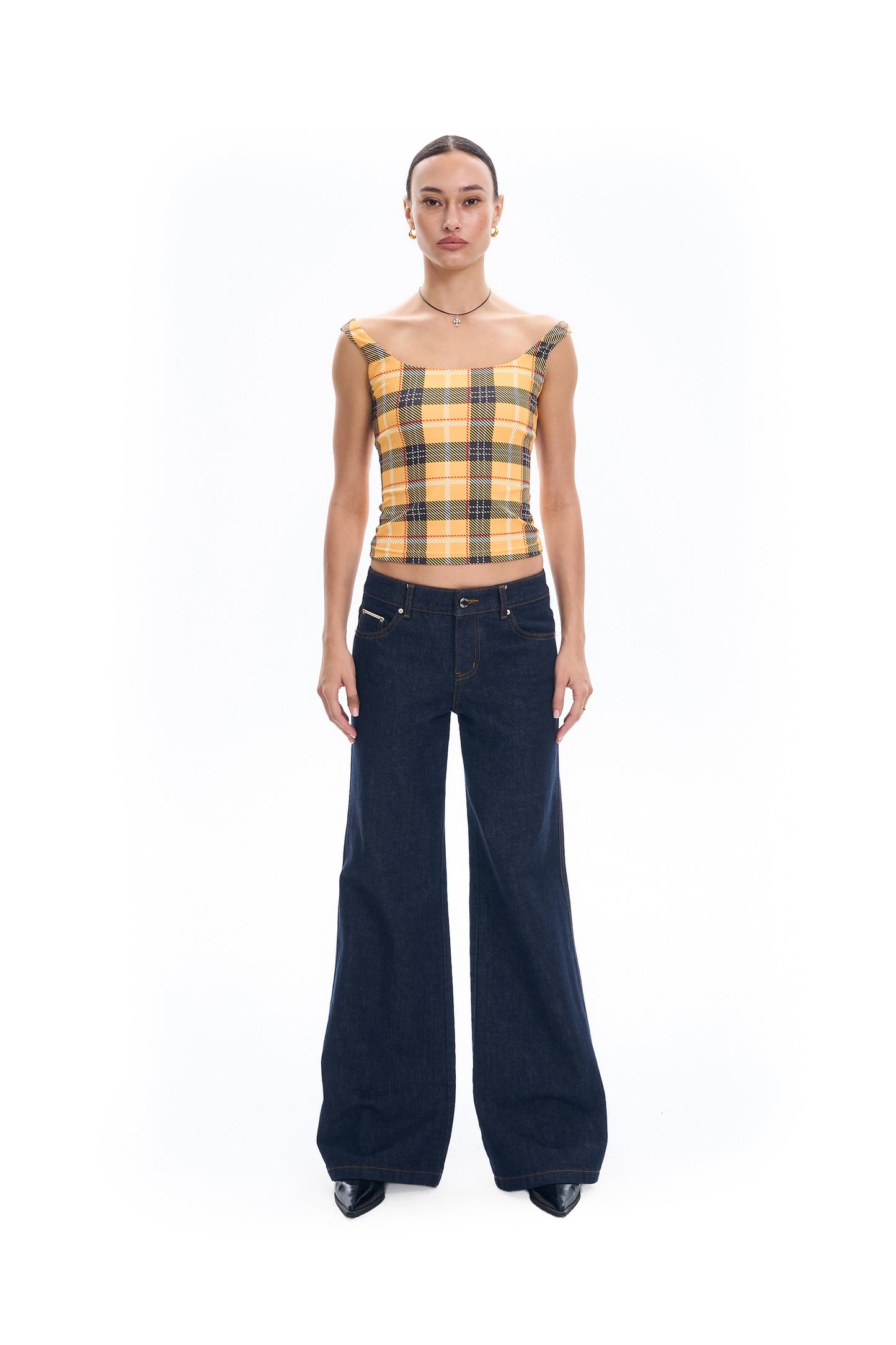 Plaid Knit  Tank Top