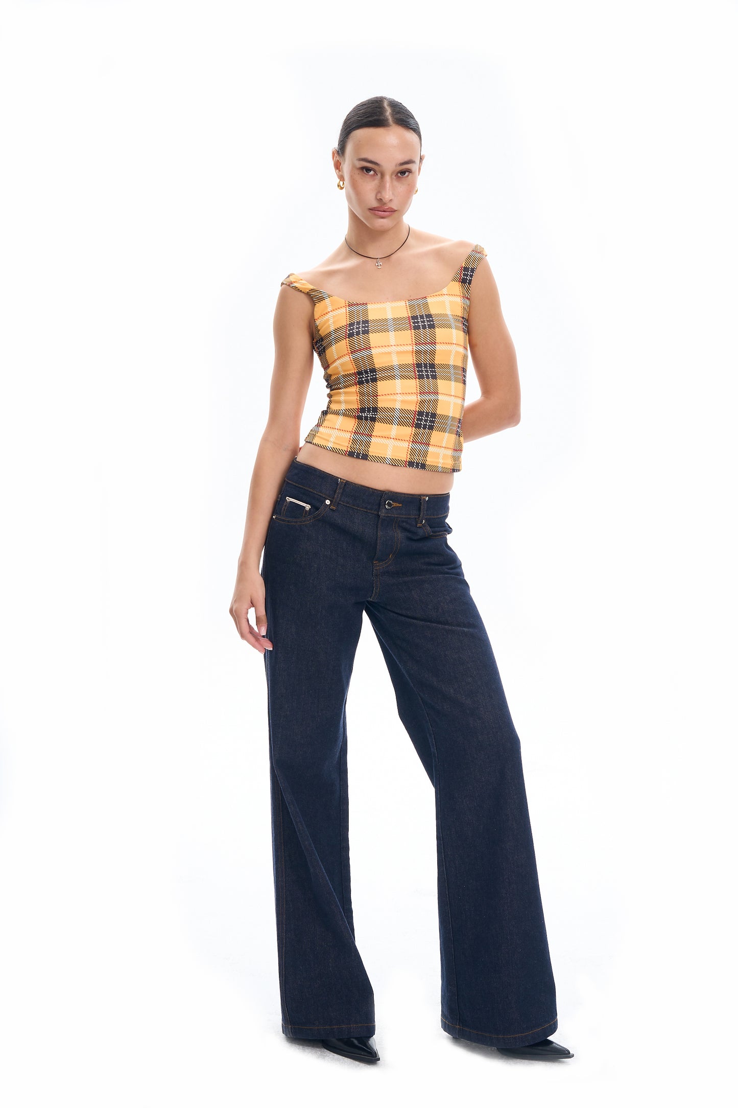 Plaid Knit  Tank Top