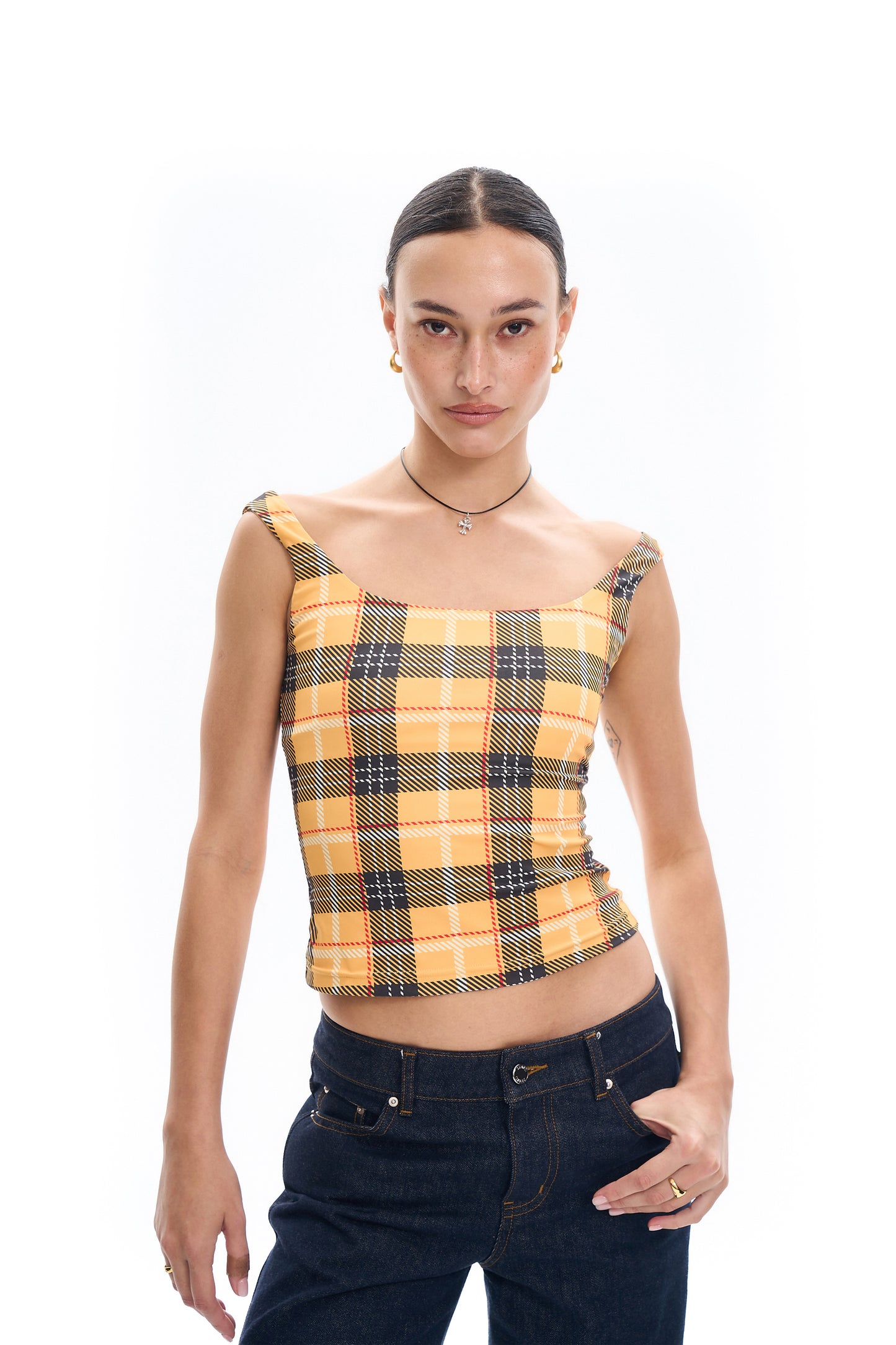 Plaid Knit  Tank Top