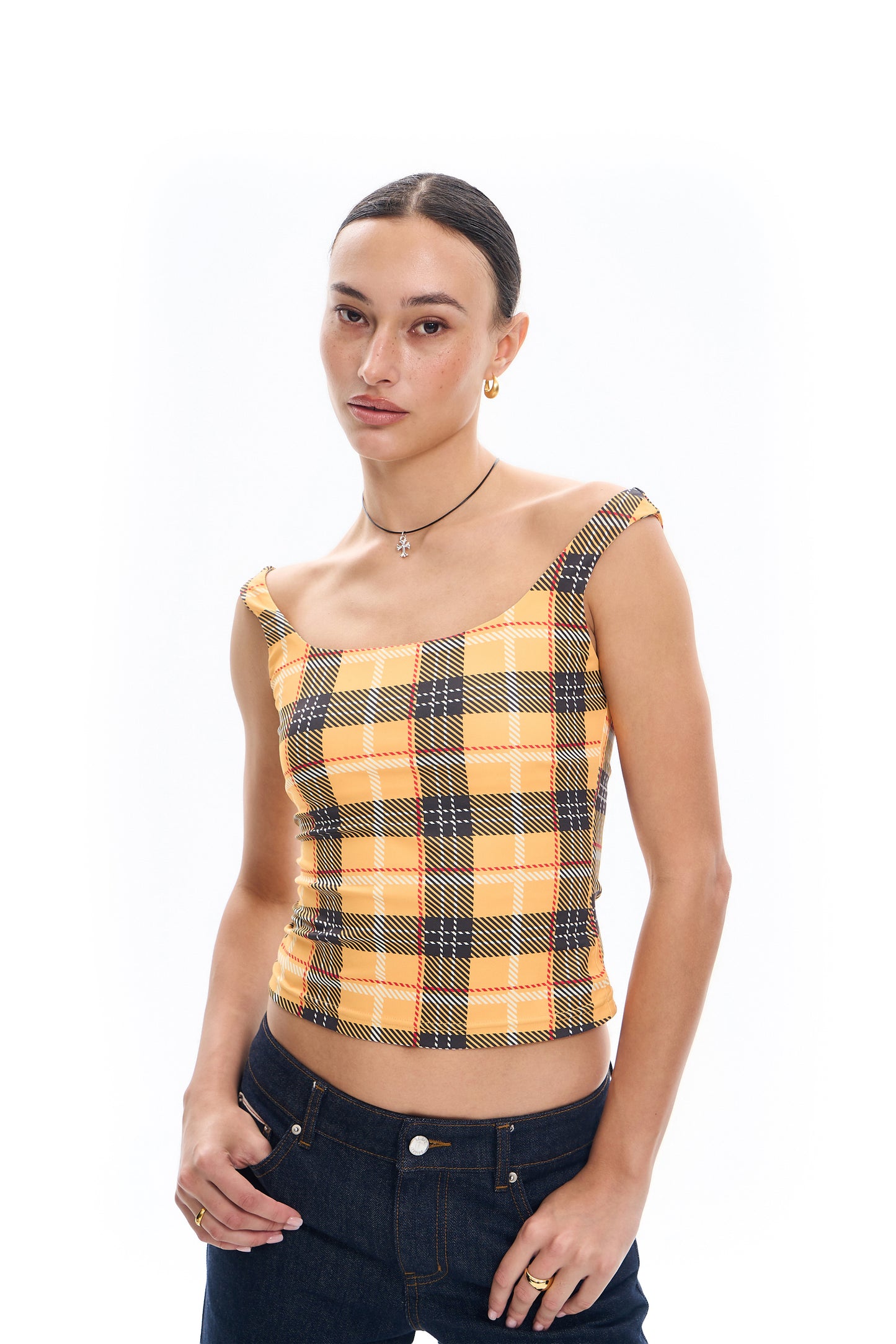 Plaid Knit  Tank Top