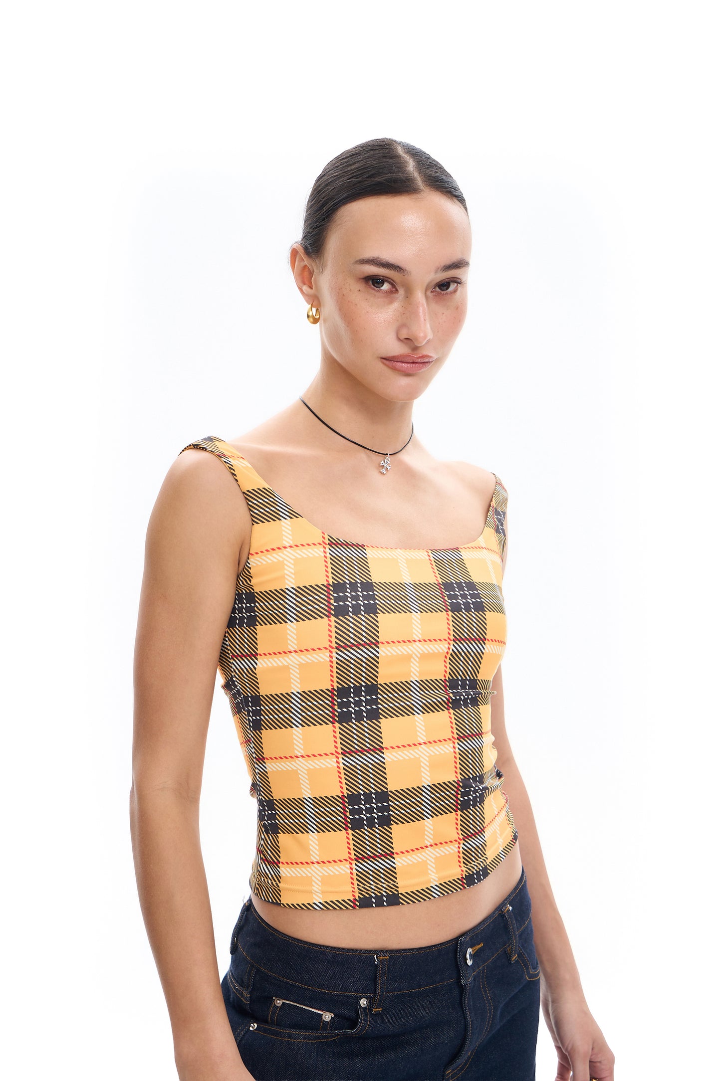 Plaid Knit  Tank Top