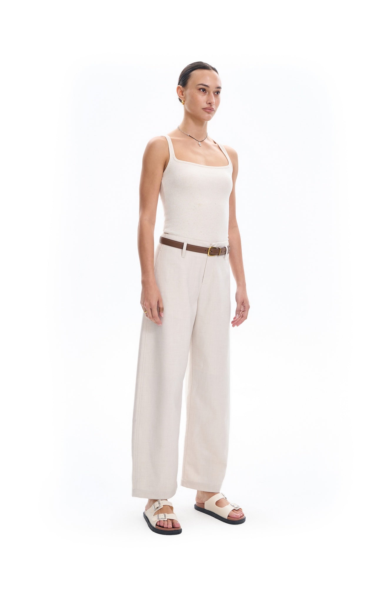 Oatmeal Square Neck Tank Top
