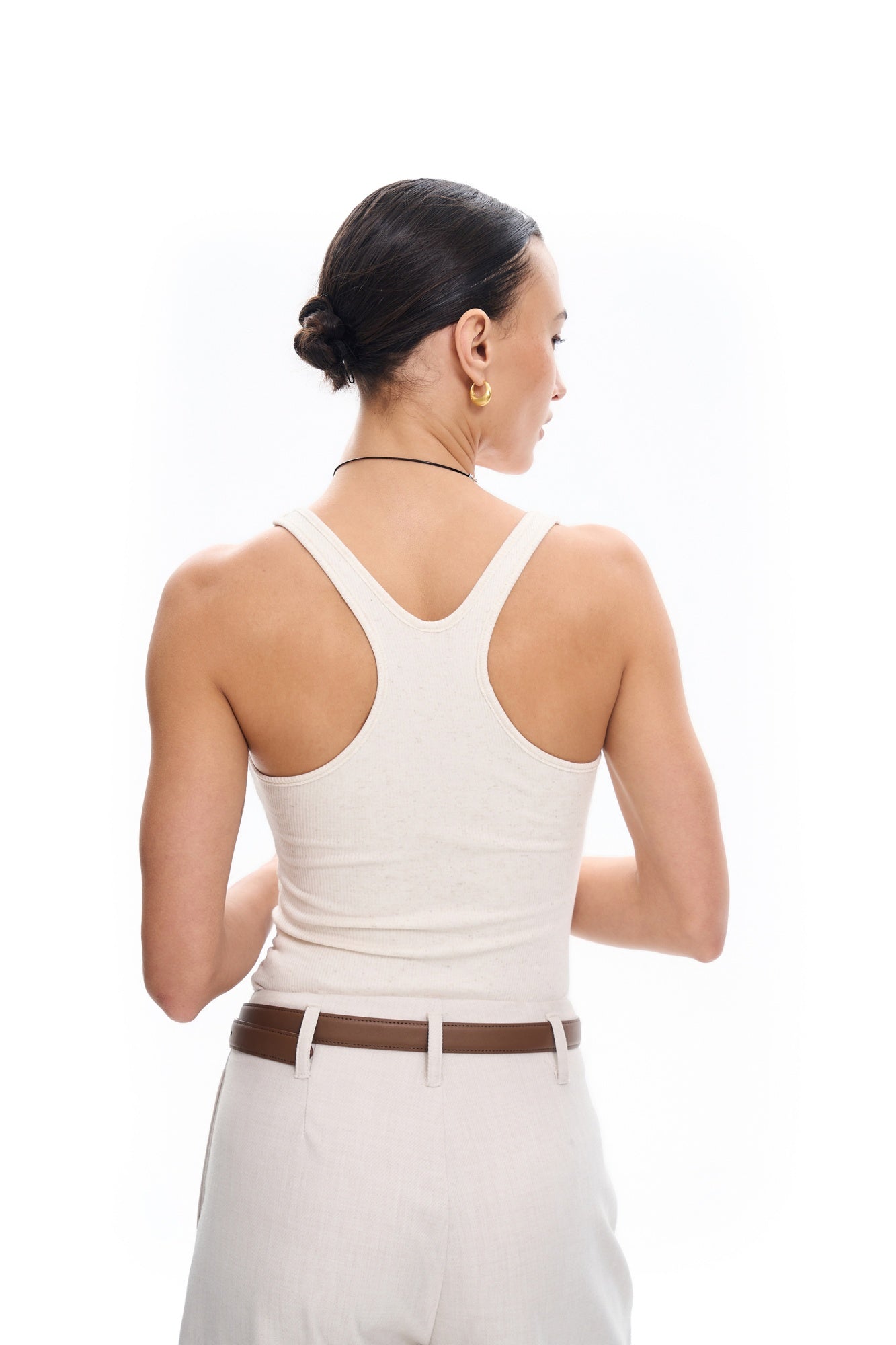 Oatmeal Square Neck Tank Top