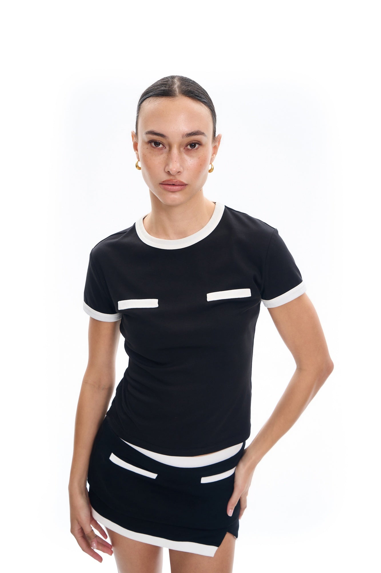 Contrast Trim Mini Skirt