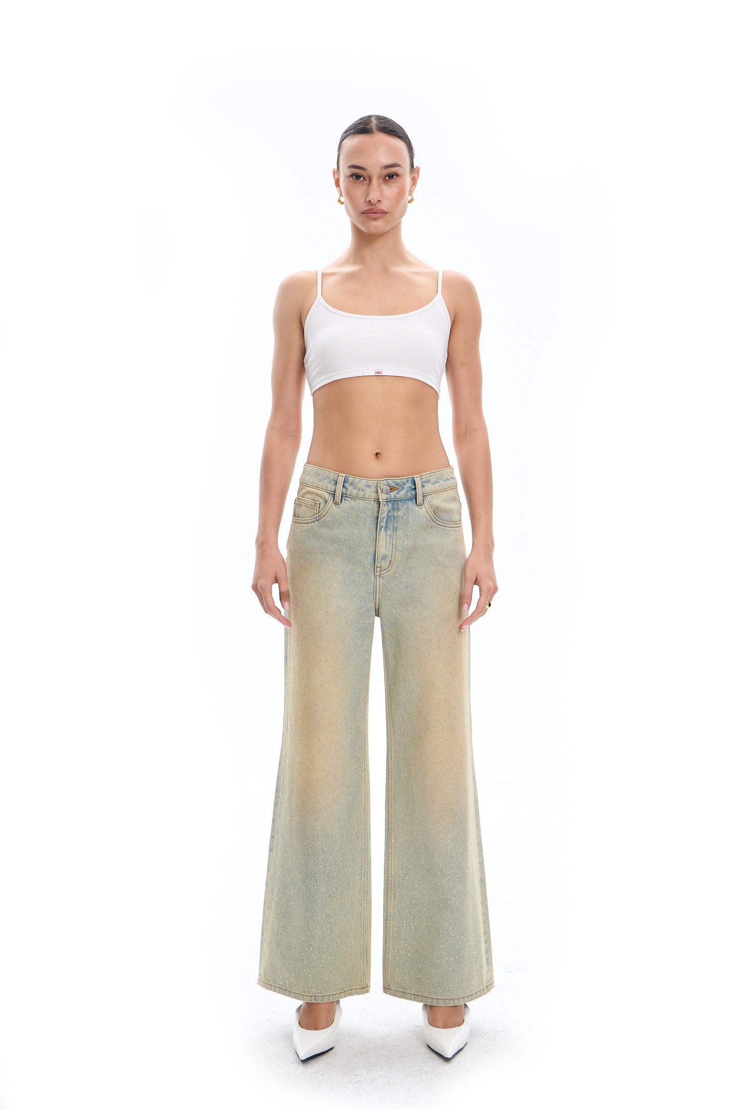 Clay Washed Rhinestone Jeans