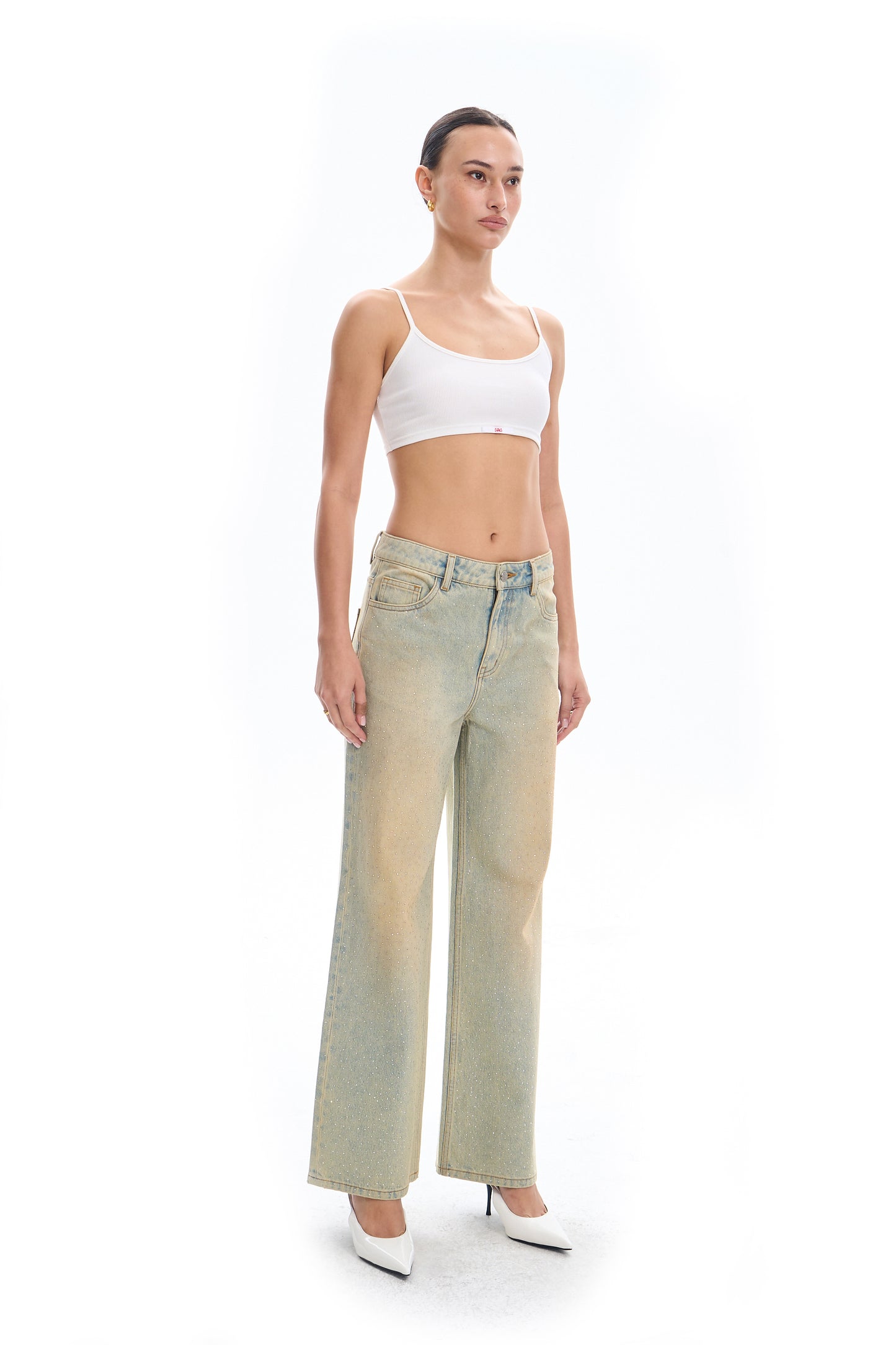 Clay Washed Rhinestone Jeans