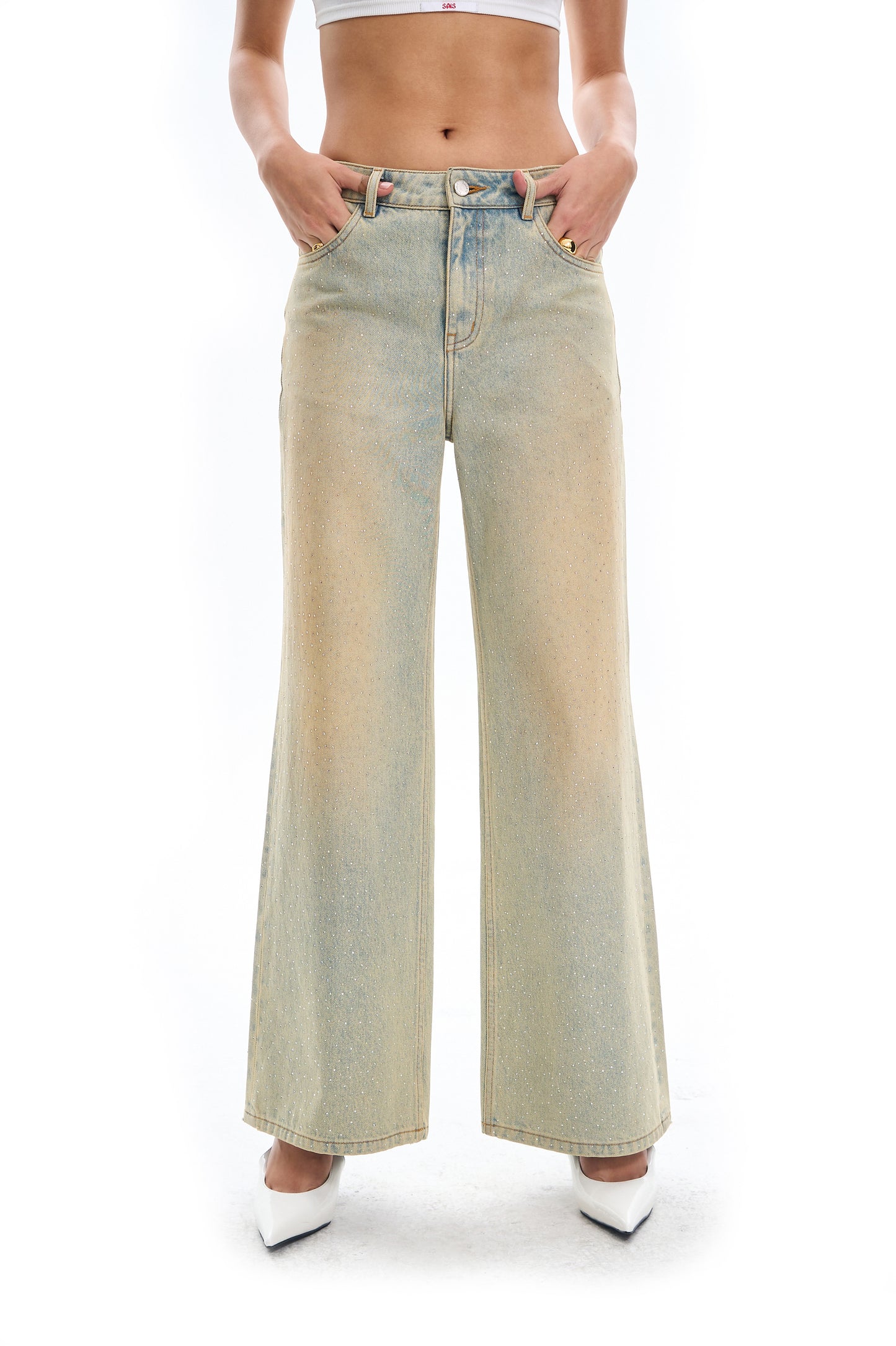 Clay Washed Rhinestone Jeans