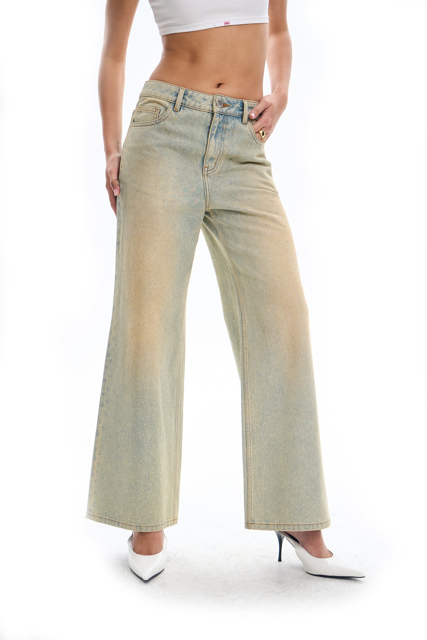 Clay Washed Rhinestone Jeans