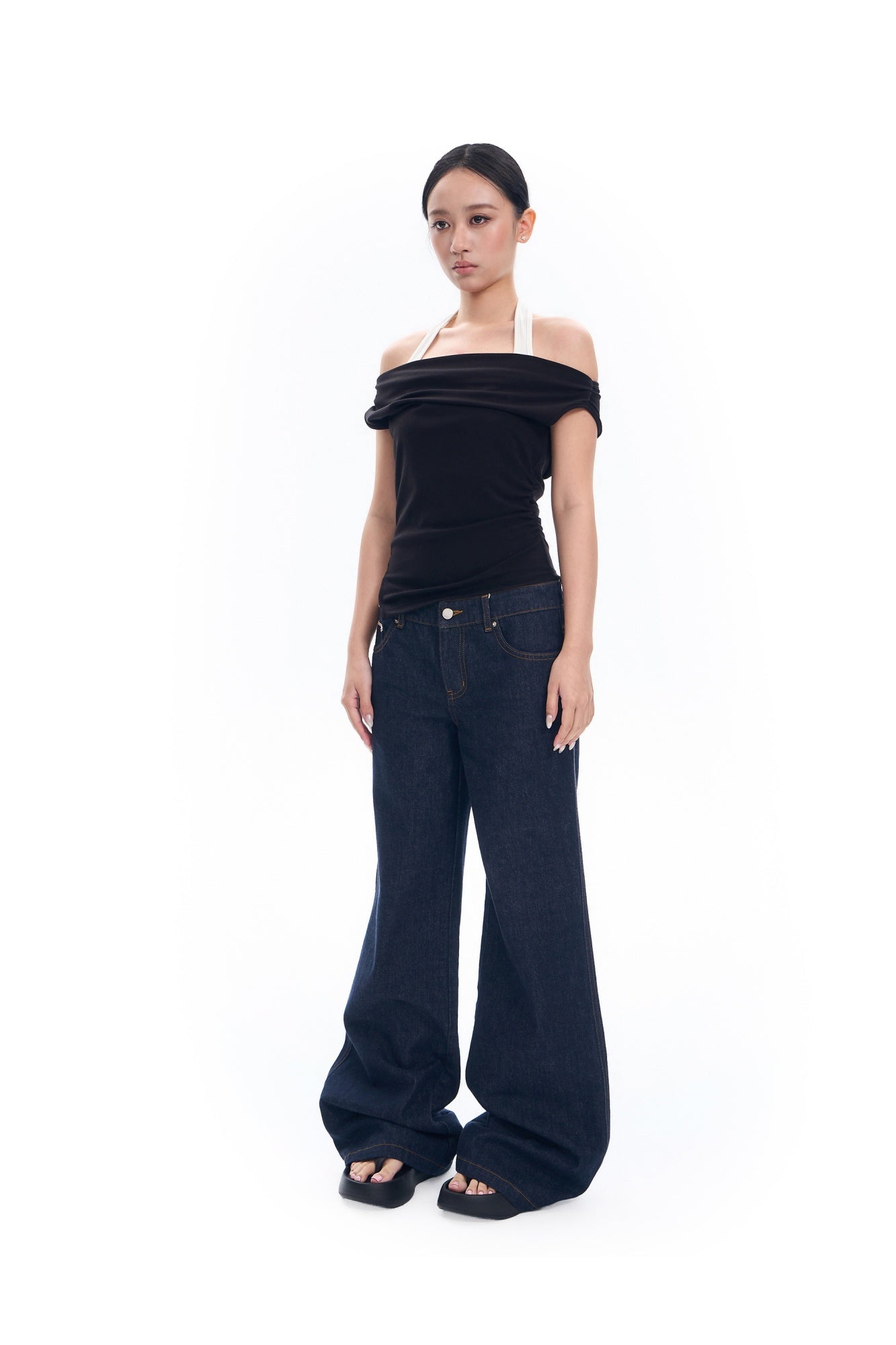 Halter Spliced Off Shoulder Top
