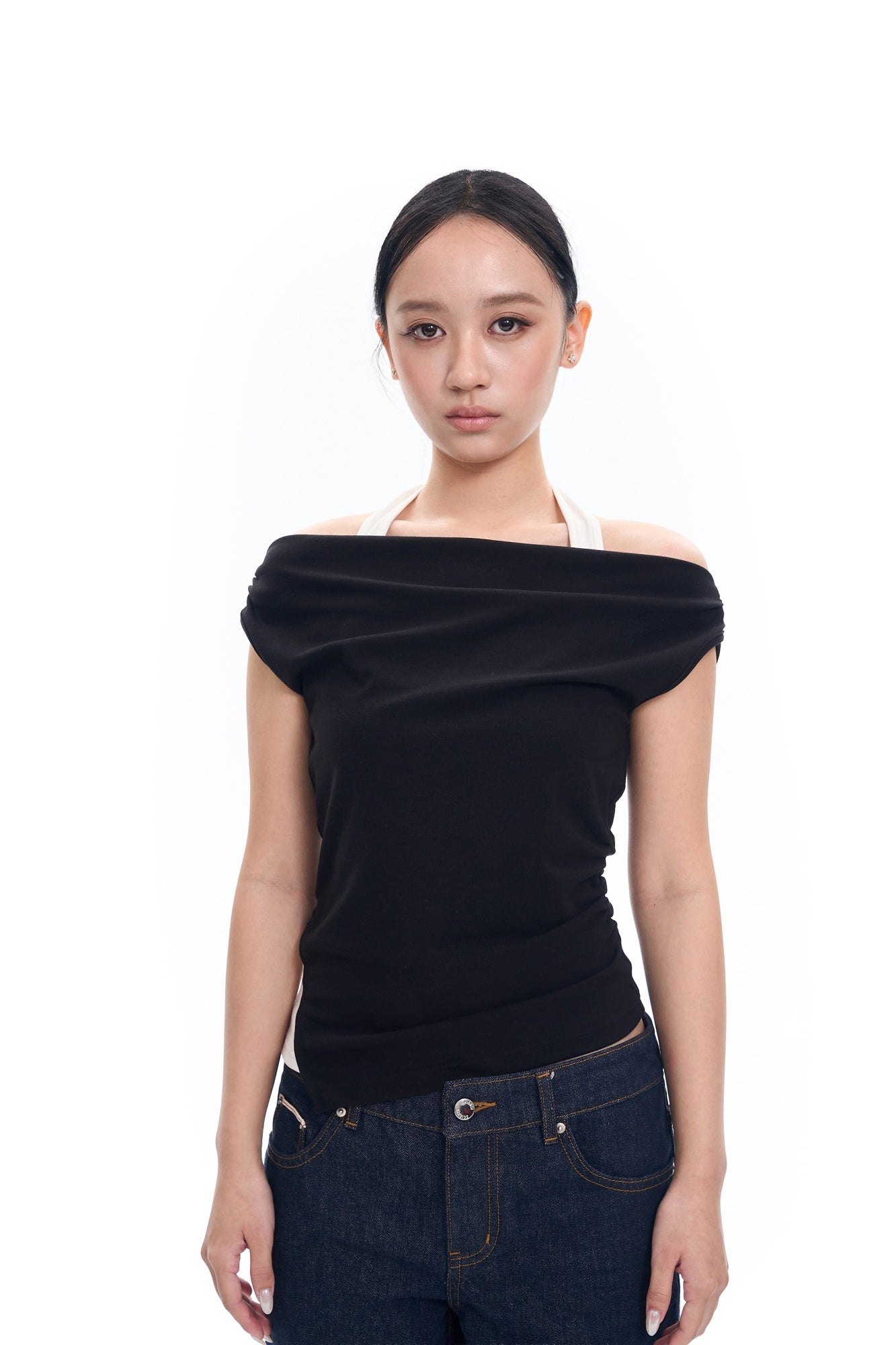 Halter Spliced Off Shoulder Top