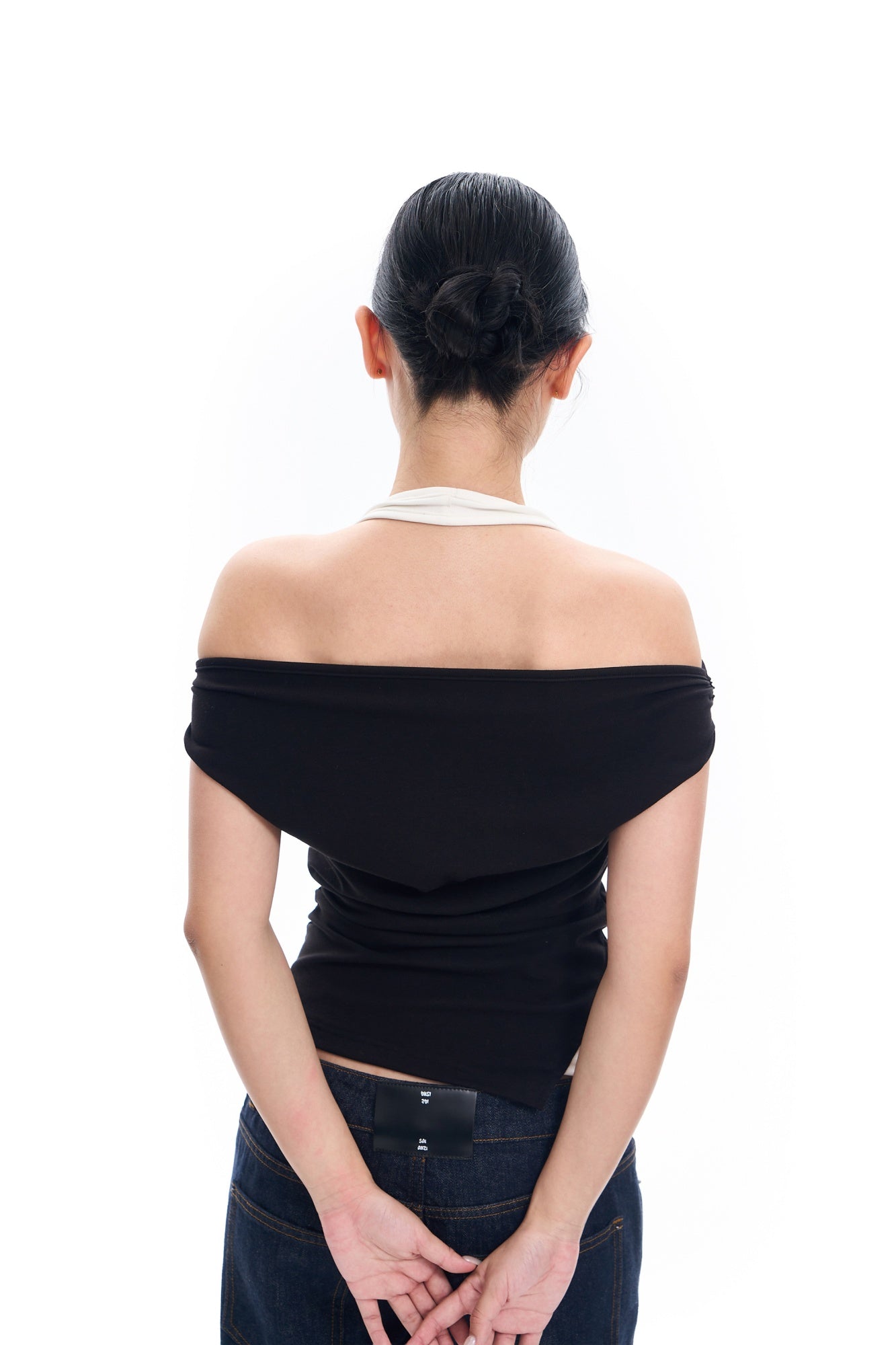Halter Spliced Off Shoulder Top