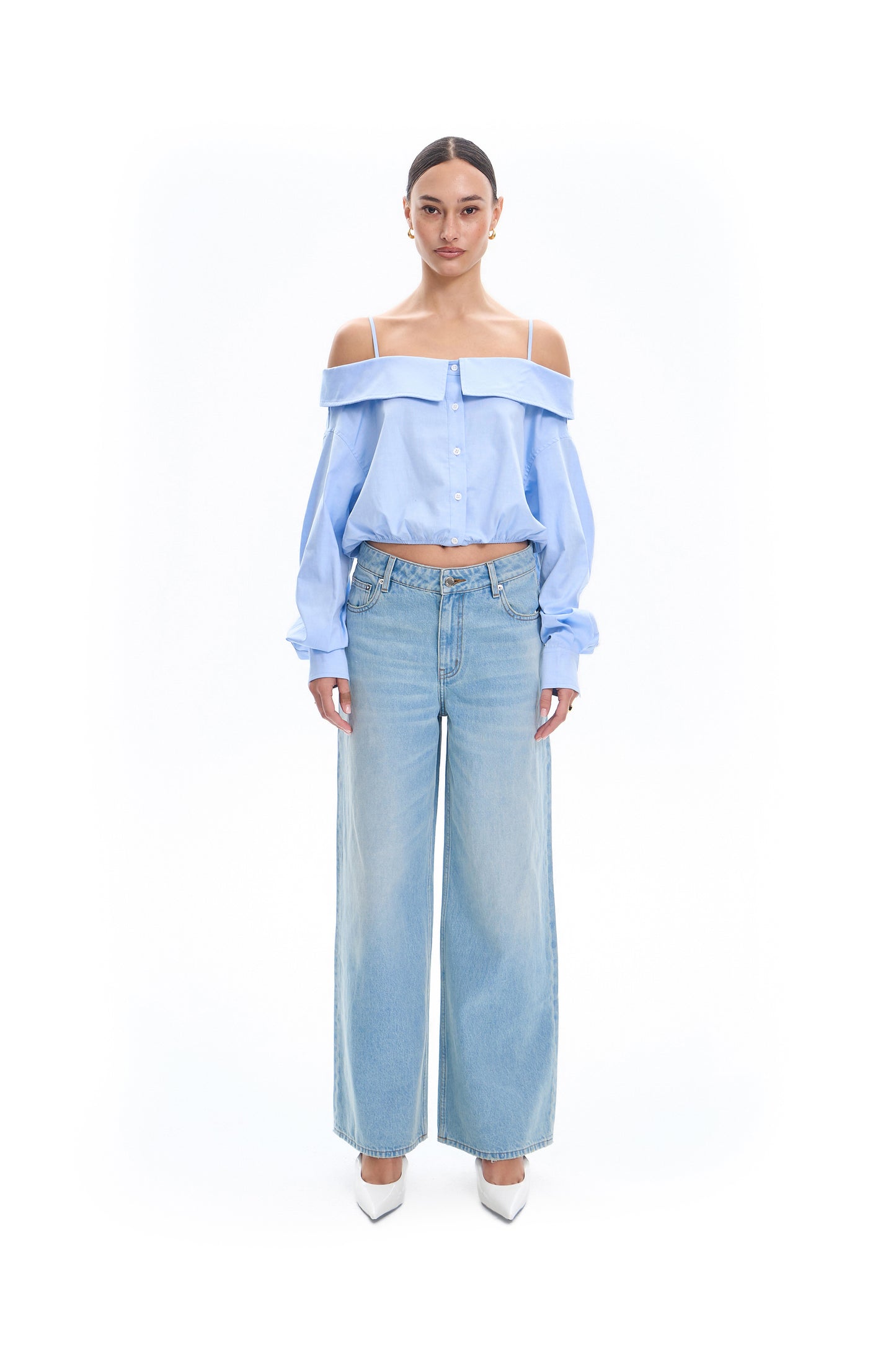 Off Shoulder Tie Shirt