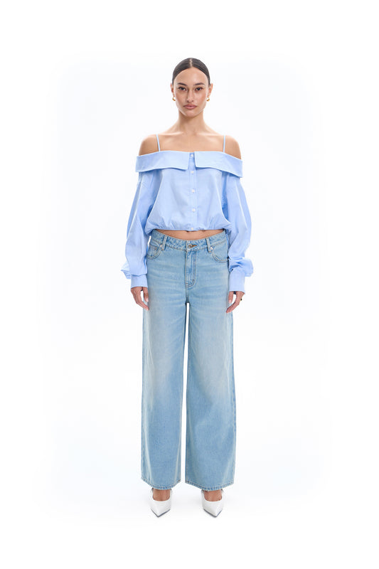 Off Shoulder Tie Shirt