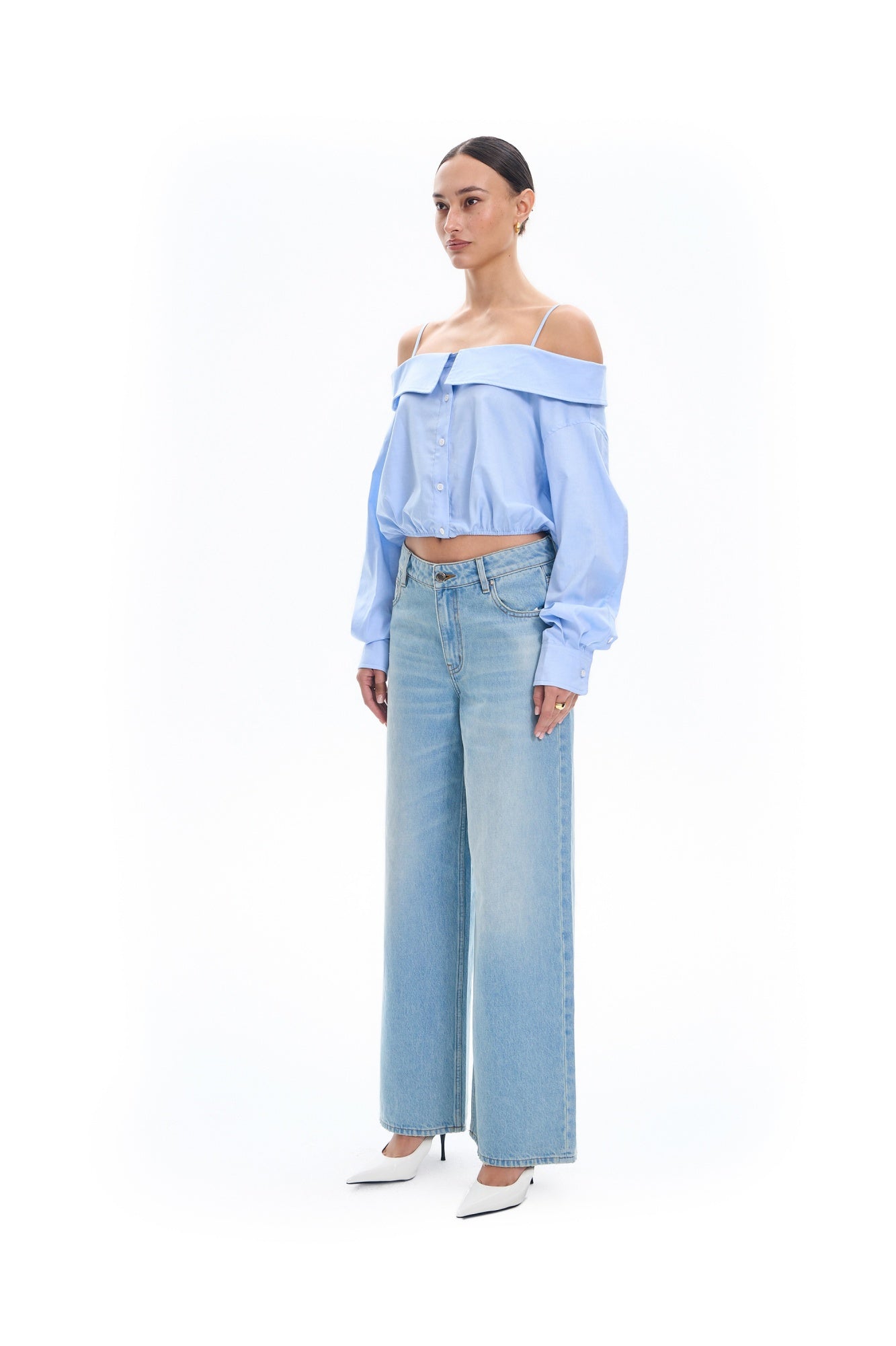 Off Shoulder Tie Shirt