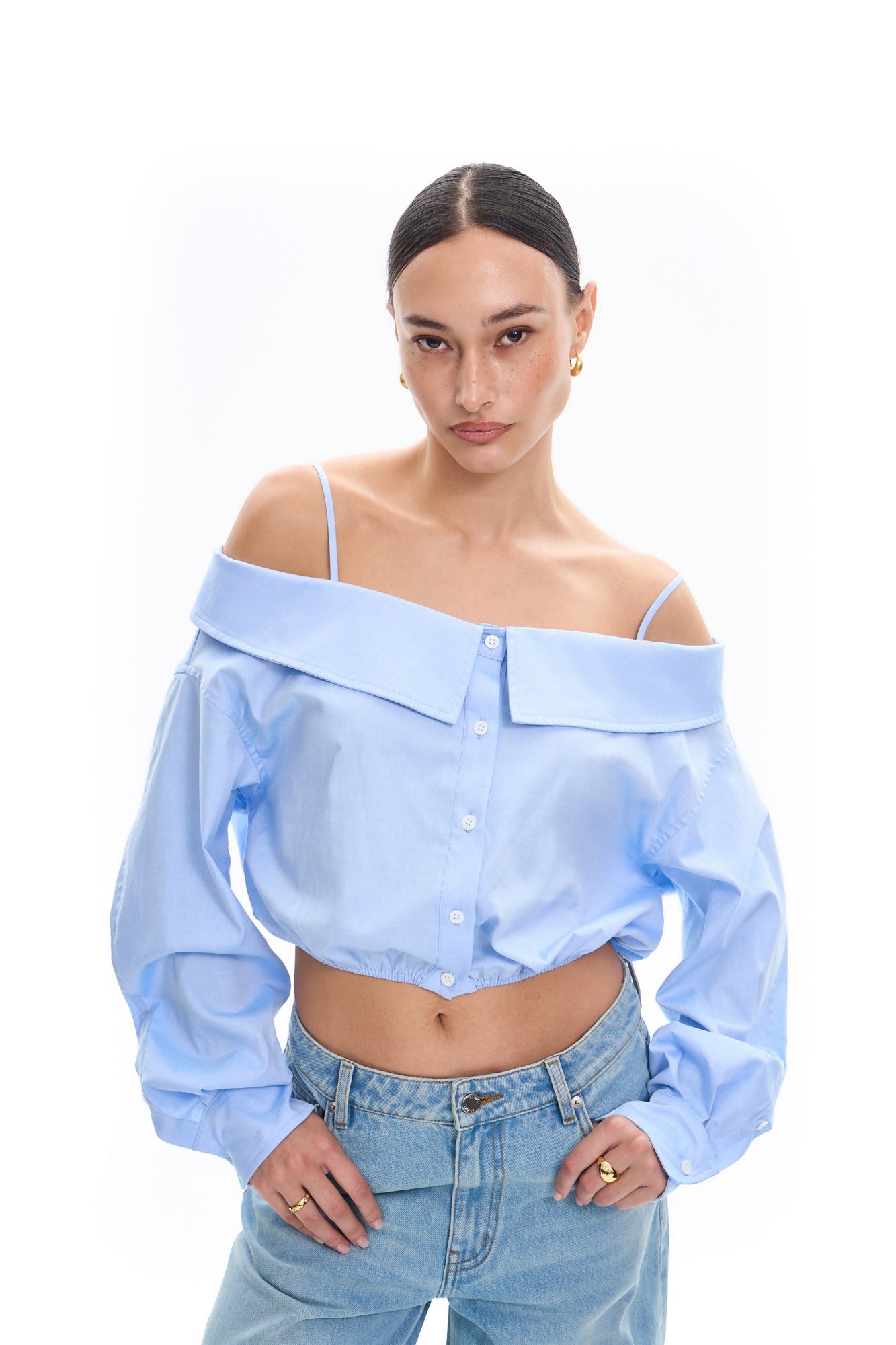 Off Shoulder Tie Shirt